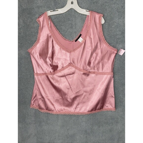Moa‎ Moa Top Womens 2X Pink Sleeveless V Neck Lace Satiny Y2k Fairy Festival - Picture 1 of 10